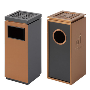 Modern <b>Square</b> Stainless Steel Ashtray <b>Bin</b> With Trash Can For Hotel Lobby GPX-240 - Product Image 5