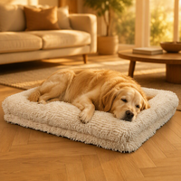 Cama Rectangular de Felpa Chenille para Perros, Esponja Ortopédica Ecológica de Alta Densidad, Funda Extraíble y Lavable, Base Antideslizante, OEM al por Mayor