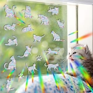 Autocollants de fenêtre colorés, arc-en-ciel, prisme, papillon, décoration de la maison, autocollants électrostatiques anti-collision, multi-formes - Product Image 1