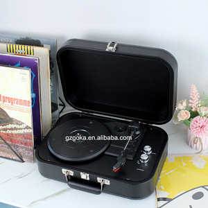 Новый Виниловый проигрыватель из искусственной кожи эллиптический дизайн чемодан проигрыватель с функцией синего зуба Многофункциональный - Product Image 2