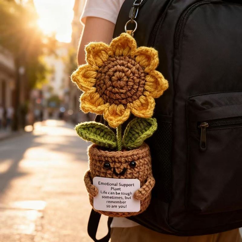 Crocheted Sunflower Shaped Doll Potted Plant
