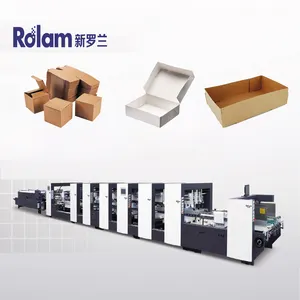 Rolam PCS Corrugated 4 and 6 Corners Lock Bottom Folding Gluing Machine PP Plastic Sea Food Tray Box Folder Gluer