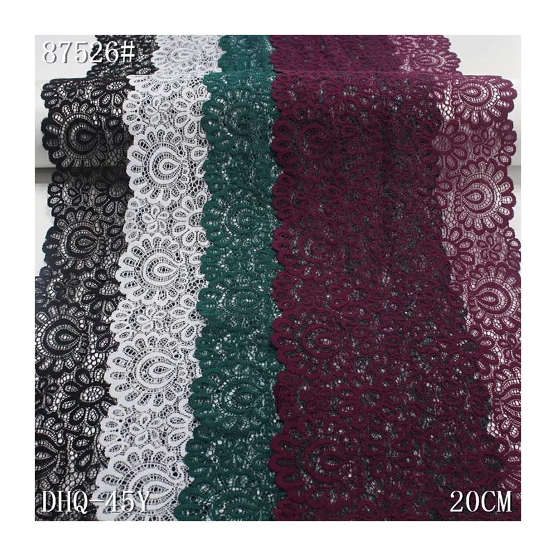 Oem Zacht 20Cm Wit Zwart Spandex Elastische Kant Stof Fancy Flower Mesh Kant Stretch Kant Voor Jurk Bh