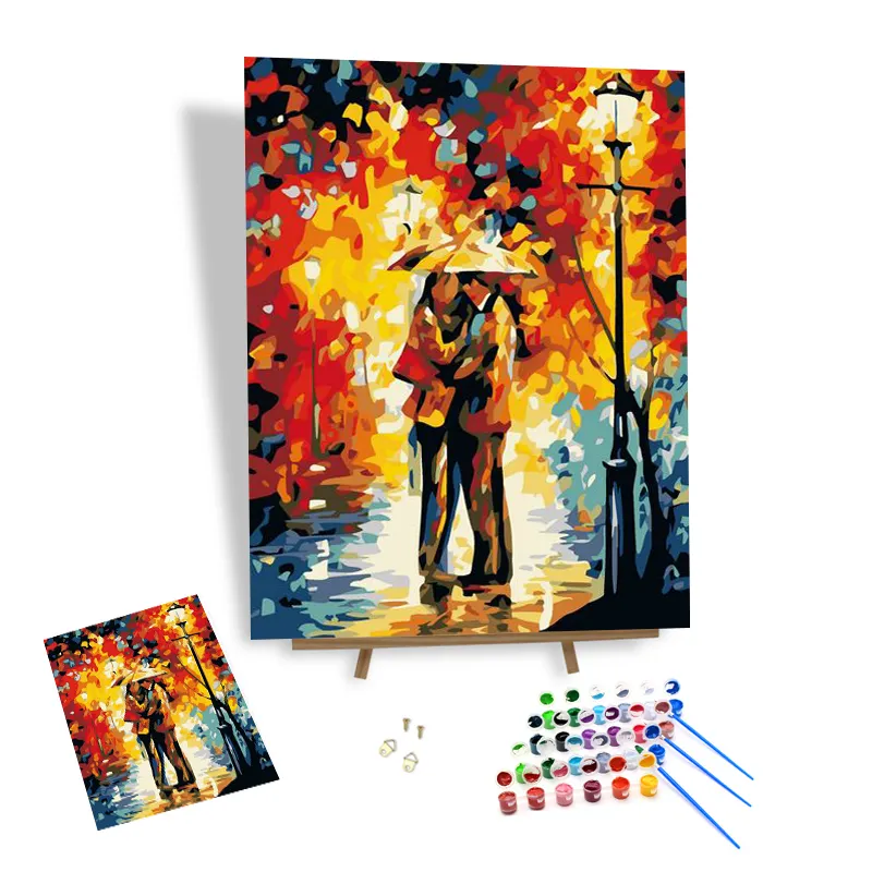 Diy Painting By Numbers Modern Lovers Framed Acrylic Paint High Definition Printing Canvas Home Decor