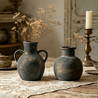 Pots à fleurs de style campagnard français, jardinières en céramique, vases en porcelaine, pot en argile noire, décoration d'intérieur, accessoires de décoration, vase de table