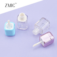 Niedliche Leere Transparente Lipgloss-Tuben Quadratische Plastik-Lippenölflasche mit Blauem oder Roségoldenem Deckel Flüssiger Lippenstift-Behälter mit Stopper für Mädchen