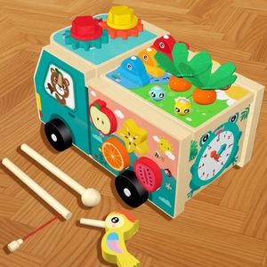 Juguete Sensorial Montessori de Madera con Forma de Camión, Tablero de Actividades para Niños Pequeños de 1 a 3 Años, Cubo de Aprendizaje para Sala de Juegos - Product Image 5