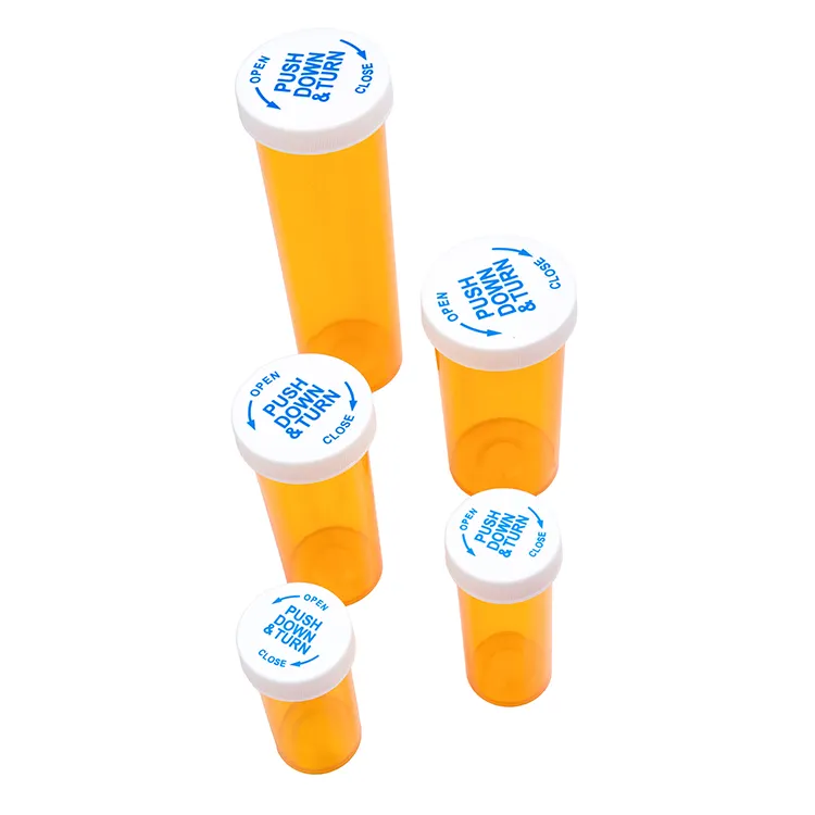 Plastic 6 Dram Rx Medicine Pharmaceutical Child Resistant Cap Vial Pill Bottles With Caps