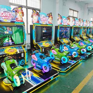 เครื่องเกมแข่งรถมอเตอร์ไซค์สำหรับเด็กสองคน แบบหยอดเหรียญ พร้อมไฟ LED เกมแข่งรถแบบอินเทอร์แอคทีฟ ควบคุมด้วยการเคลื่อนไหว - Product Image 4