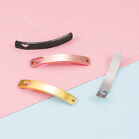 Conector de Barra Curva Arcoíris con Nombre Personalizado, Conector de Pulsera de Corazón, Acero Inoxidable, Rectángulo en Blanco para Pulsera, Fabricación DIY