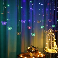 Guirlande lumineuse LED en forme de papillon, blanc chaud, alimentée par USB, télécommande, IP43, durée de vie de 5000 heures, pour Noël, chambre à coucher