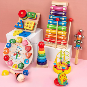 Ensembles Horloge à Blocs de Construction Empilables pour l'Apprentissage des Nombres, Puzzles 3D, Jeu de Société Éducatif Montessori et Jouets Musicaux pour Enfants, Garçons et Filles - Product Image 1