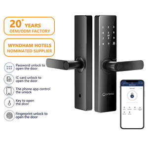 Serrures de porte intelligentes numériques électroniques à empreinte digitale Tuya TTlock avec clés Wi-Fi et poignée sécurisée - Product Image 1