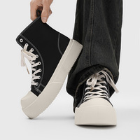 Baskets montantes à lacets pour hommes, style Derby, plateforme à semelle épaisse, minimalistes, tendance, décontractées, en PU, semelle extérieure en caoutchouc, collection Printemps