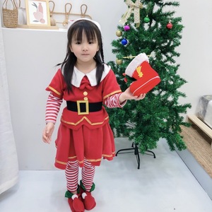 Disfraz de Duende Navideño para Niños, Vestido Rojo de Lana de Color Sólido, Traje para Actuaciones Preescolares, Niños y Niñas - Product Image 3