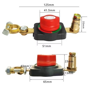 Battery Disconnect <b>Switch</b> Red <b>Push</b> <b>Button</b> Brass Terminals 125mm Length Car Motorcycle Use - Product Image 1