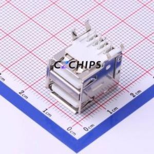 907-112A1012D10200 USB Connector Bent Lead Through Hole Connector Type-A USB 2.0 Female Right Angle Insert - Product Image 1