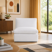 Fauteuil modulaire sans accoudoirs en tissu blanc de luxe, siège individuel, design moderne, mobilier de salon pour la maison, l'hôtel, la villa, les projets