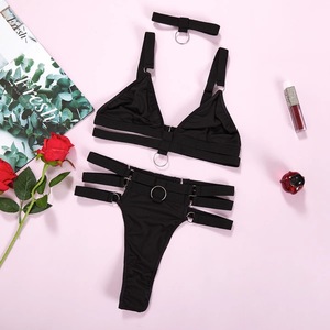 Conjunto de ropa interior <span class=keywords><strong>coqueta</strong></span> con colgante de Metal de tres puntos para mujer, venta al por mayor, con decoración bordada, nuevos accesorios de tentación - Product Image 5