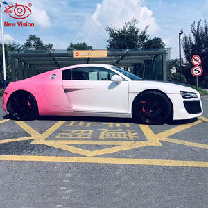 فيلم فينيل جديد لتغليف السيارات بنمط التمويه الأبيض والوردي، ملصقات لامعة بلون الورد الوردي واللاتيه، فيلم فينيل متغير اللون - Product Image 1