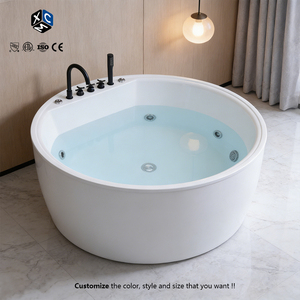 Ванна-джакузи круглая отдельностоящая из акрила белого цвета для дома: роскошное спа-испытание в уюте дома - Product Image 1