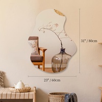Miroir de salle de bain mural sans cadre en verre, style minimaliste moderne, forme nuage, pleine longueur, sans éclairage, pour salon