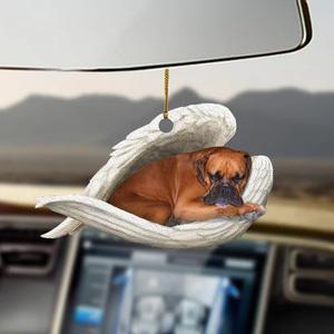 Gran oferta, boxeador, alas de Ángel blancas para dormir, nido, amantes de los perros, adorno colgante para coche, colgante de decoración automática - Product Image 6