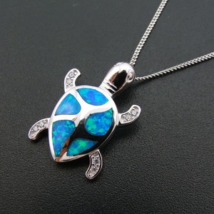 Best Sale 925 Sterling Silver Moon and Plam Tree Blue Fire <strong>Opal</strong> <strong>Pendant</strong> - Product Image 3