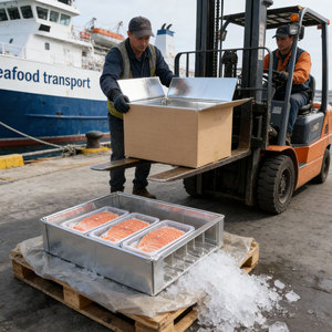 קופסת מזון מבודדת מקרטון גלי עם ציפוי מט, בטנה מאלומיניום, ניתנת לשימוש חוזר, ניתנת למחזור, הרכבה קלה, מתאימה להקפאה - Product Image 5