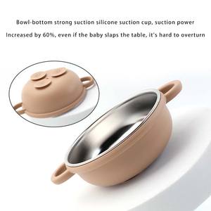 Ensemble de 4 assiettes pour enfants, assiettes divisées à ventouse pour bébé, anti-brûlure, en acier inoxydable, avec coque en silicone amovible - Product Image 3