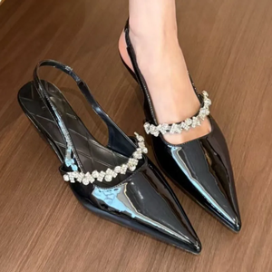 2025 nuevas sandalias puntiagudas sexis de diseñador de marca de verano cómodas Sandalias de tacón medio sin cordones para mujer tacones altos de oficina ligeros - Product Image 4