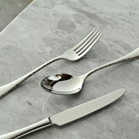 Ensemble de couverts en acier inoxydable de haute qualité pour hôtel, avec manche gravé, vaisselle de table, ensemble de couverts pour restaurant