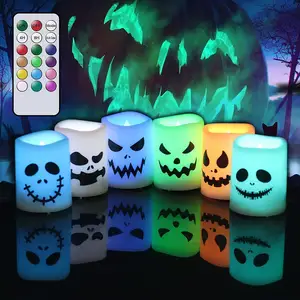 Halloween Flameless Votive Candles Cor Mudando Bateria Operado LED Tealight Velas para Halloween Home Decoração Presentes