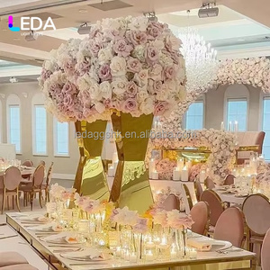 LEDA Wholesale Stainless Steel Wedding Flower <b>Stand</b> <b>Mirror</b> <b>Gold</b> Metal Table Flower Plinth for Wedding Banquet - Product Image 2
