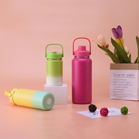 Botella de Agua de Acero Inoxidable de Boca Ancha con Tapa Personalizada, Aislada al Vacío, Reutilizable, para Viajes, con Etiqueta Privada, Logotipo Personalizado, OEM, ODM