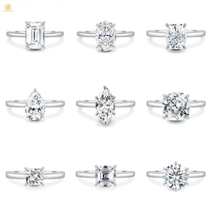 Bague en or 10k 14k 18k avec moissanite synthétique de 2 carats, <span class=keywords><strong>taille</strong></span> ovale, poire, cœur, asscher, <span class=keywords><strong>coussin</strong></span>, rond, radiant, marquise, bague <span class=keywords><strong>solitaire</strong></span>, MOQ1 - Product Image 2