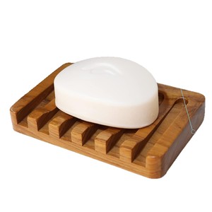 Jabonera de madera rectangular con drenaje automático para uso en el hogar, baño y hotel - Product Image 1