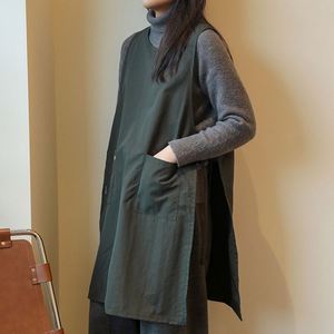 Wholesalers Japanese Style Bib Waterproof Sleeveless <b>Kitchen</b> Women's <b>Apron</b> With 2 Pockets Anti-Pollution Anti-Fouling - Product Image 2