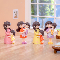 Figurines miniatures mère-fille en plastique pour loisirs créatifs, ornements pour décoration de voiture et de gâteaux DIY