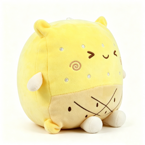 Peluche vache laitière personnalisée en forme de cube avec yeux qui clignent, jouet en peluche vache laitière carrée jaune, poupée douce vache laitière miniature aux membres dodus - Product Image 2