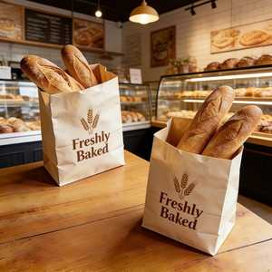 Emballage alimentaire en papier kraft recyclé écologique avec logo personnalisé, sacs pour pain grillé, biscuits, croissants pour restaurants - Product Image 4