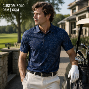 Polo de Golf Abstracto Azul Marino Premium Personalizado para Hombre, Ropa Corporativa de Marca Privada con Absorción de Humedad, OEM - Product Image 1