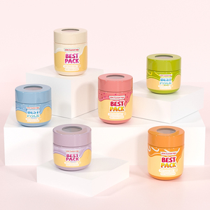 Pot en plastique résistant aux enfants de 3 oz et 4 oz avec couvercle grossissant, hermétique, à large ouverture, rond, pour herbes, fleurs et pilules - Product Image 5