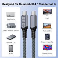 Cable USB C a USB C 3.1 Gen2 X 2 Macho Hembra Tipo C, Cable de Extensión, Transferencia de Datos de 40 Gbps, Transferencia de Video de 240 W 8K 60 Hz