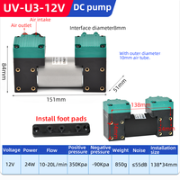 Pompe à vide à diaphragme à double tête à pression négative UV-U3 Small Air DC 12V/24V/220V/110V 20L/min pour emballage alimentaire OEM YCZX