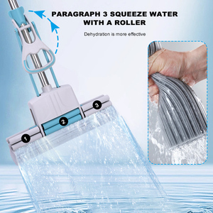 Gran oferta, fregona plana para el hogar, lavado a <span class=keywords><strong>mano</strong></span>, esponja de absorción de agua, pliegues, exprimidor de agua, fregona de esponja plegable doble seca y húmeda - Product Image 4