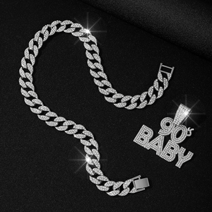 Collar <span class=keywords><strong>de</strong></span> Joyería para Hombre y Mujer, Estilo Hip Hop, con Diamantes <span class=keywords><strong>de</strong></span> Imitación Brillantes, Cadena Cubana Chapada en Oro, Colgante con Letra BABY <span class=keywords><strong>de</strong></span> <span class=keywords><strong>los</strong></span> <span class=keywords><strong>90</strong></span> - Product Image 6