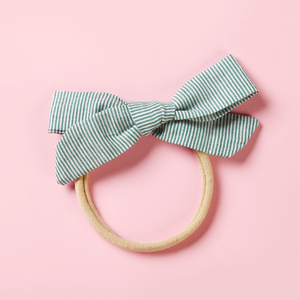 Fondo hermoso <span class=keywords><strong>y</strong></span> de moda de algodón cáñamo tejidos diadema raya horizontal bowknot cinta para bebé - Product Image 6