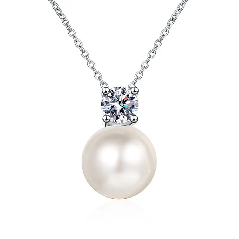 S925 Sterling Silber Mosonite D Farbe 30 Punkt Perle Koreanische Mode Kragen Kette Frauen Mosonite Halskette Hochzeit