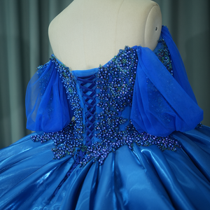 Jancember 1247 Elegant Sweetheart Royal Blue Pearls Ball Gown Vestidos de quinceañera - Product Image 6